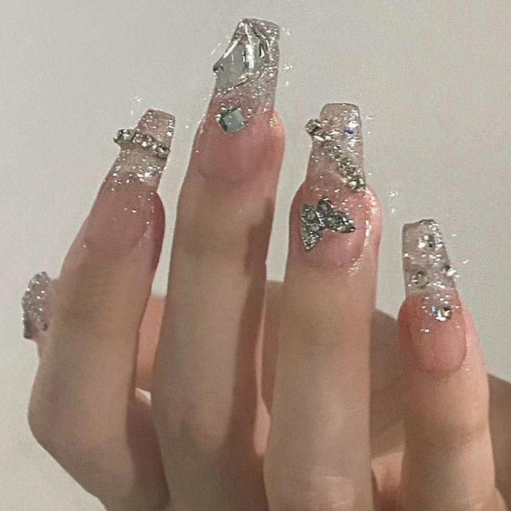 

Маникюр DIY полное покрытие носимые накладные ногти бабочка французский горный хрусталь