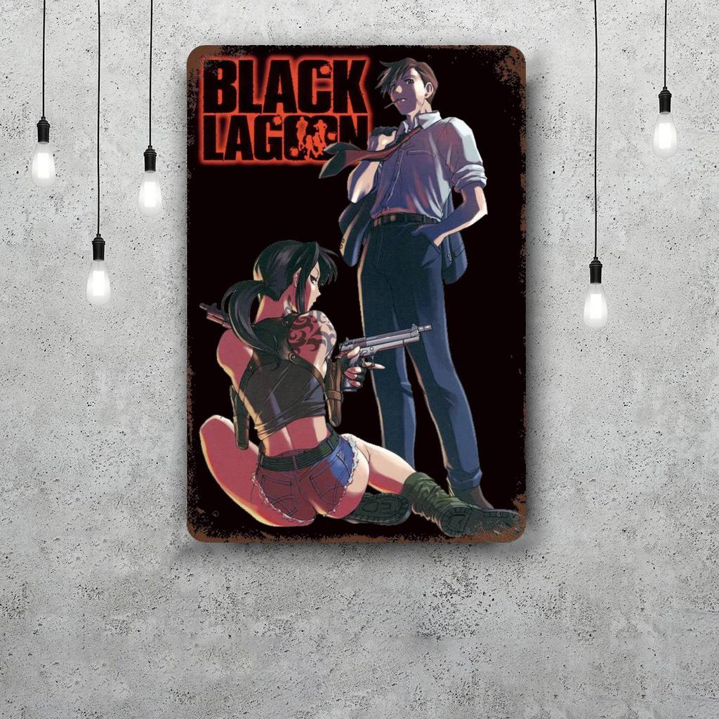 black lagoon 3 cartoon Decor Vintage Metal Signs Tin Signs Captain Poster Decor for Bar Pub Club Man Cave Wall Decoration