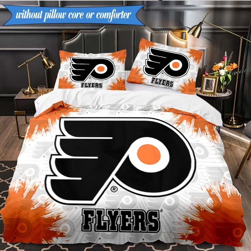 3PCS Philadelphia Flyers Printed Bedding Set For Bedroom dormitory, Includes 1 Duvet Cover & 2 Pillowcases for All Seasons Home Decor Fan gifts