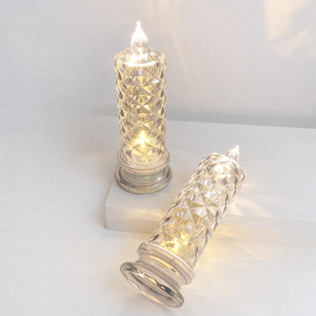 LED Crystal Table Lamp Decorative Flameless Electric Candles Crystal Candles LED Light for Bedroom Party Christmas Decor
