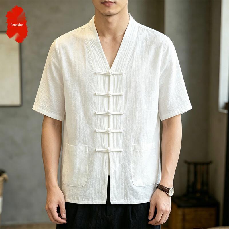 Men's New Chinese Style Cotton Linen Short Sleeve Shirt
