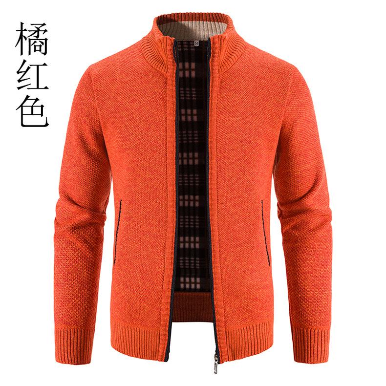 Men S Fleece Cardigan Knit Sweater Stand Collar Long Sleeve Warm Plus Size M