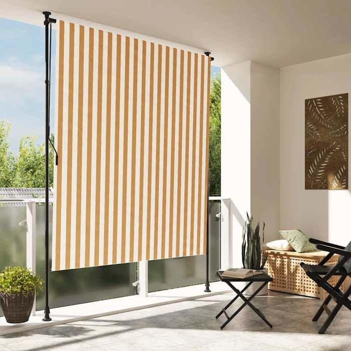 VidaXL Store Roulant D'extérieur Orange Et Blanc 150x270cm Tissu Acier 368770