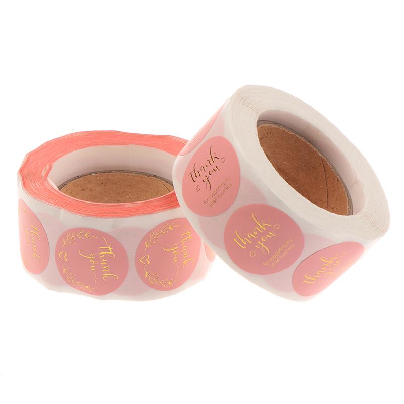 500 ks na roli nálepka s poděkováním Nálepka s pečetí Růžová nálepka s papírovou nálepkou