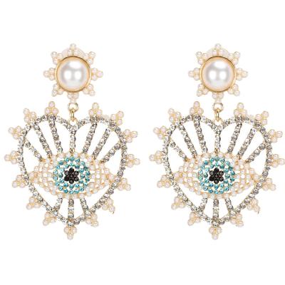 Earrings Alloy Fashion DiamondStudded Pearl Eye Ear Drop Dangle Bohemian Jewelry