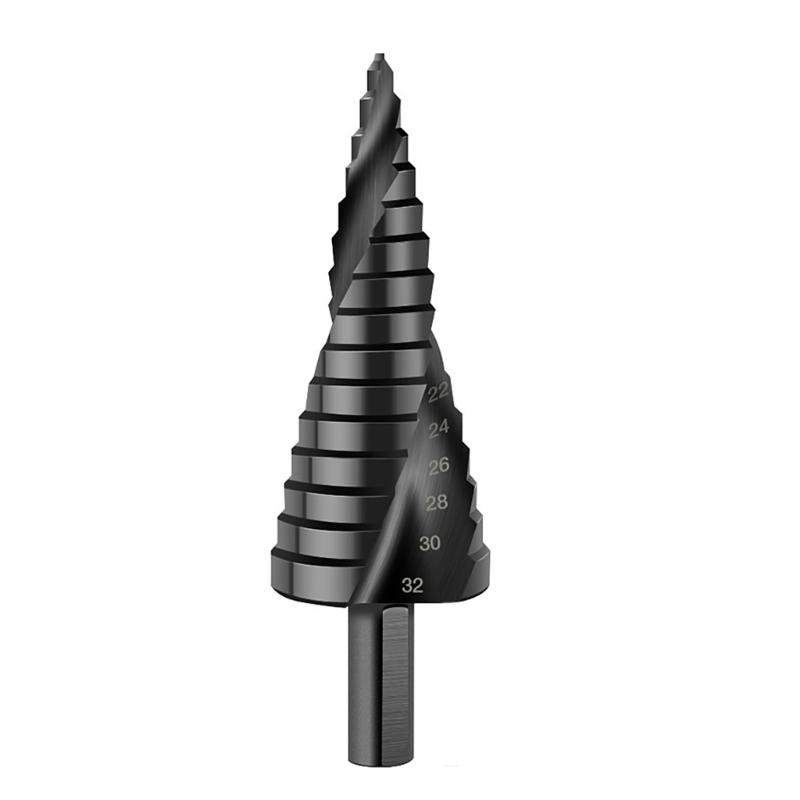 Spirals Grooved Peeling Drill with Round Shank, Sheet Metal Drill Bit, Step Drill for Metal, Taper Drill Diameter 4-32mm