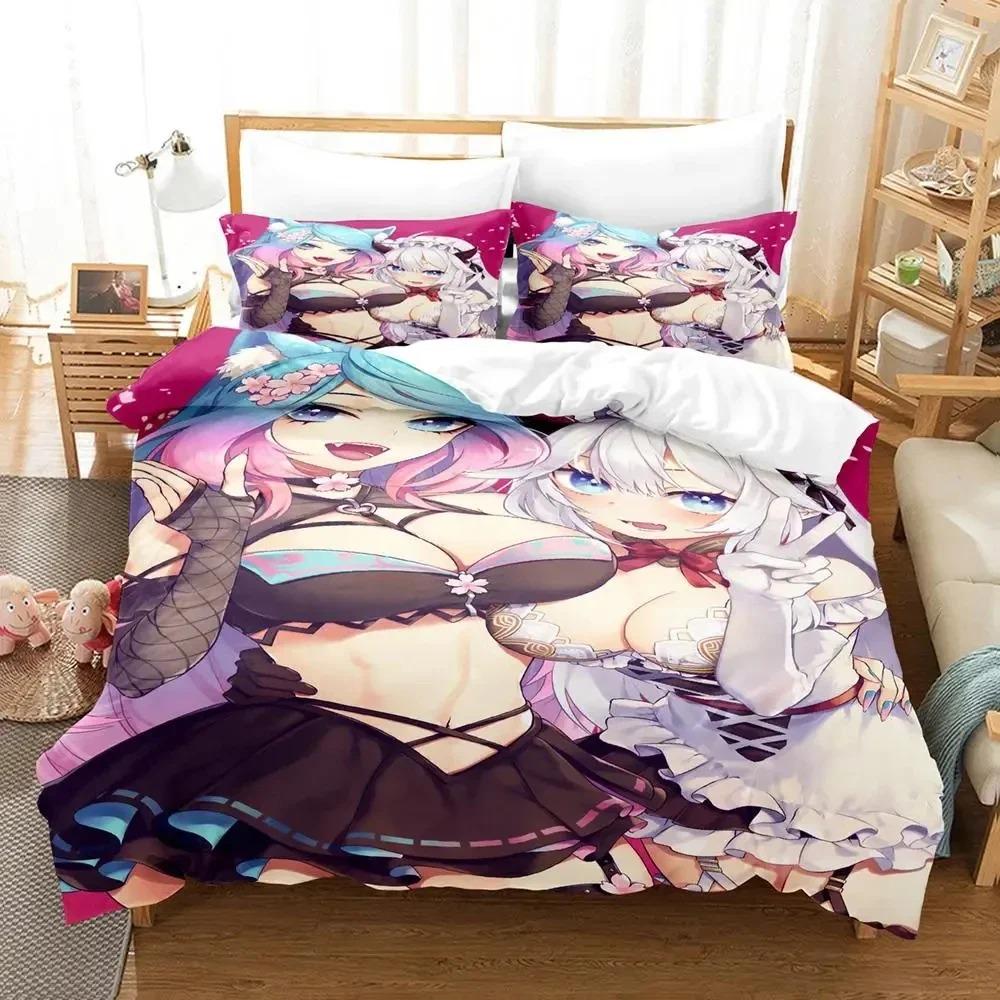 Anime Sexy Girls Silvervale Bedding Set Duvet Cover Bed Set Quilt Cover Pillowcase Comforter King Queen Size Boys Adult Bedding