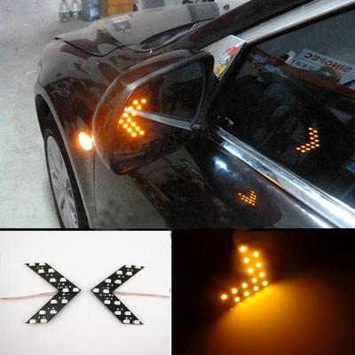 2X 27 SMD Amber Back View LED Rear Side Mirror Turn Signal Light Arrow Panel