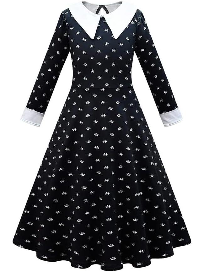 

Чёрное тюлевое косплей-платье в придворном стиле Уэнсдей Аддамс S