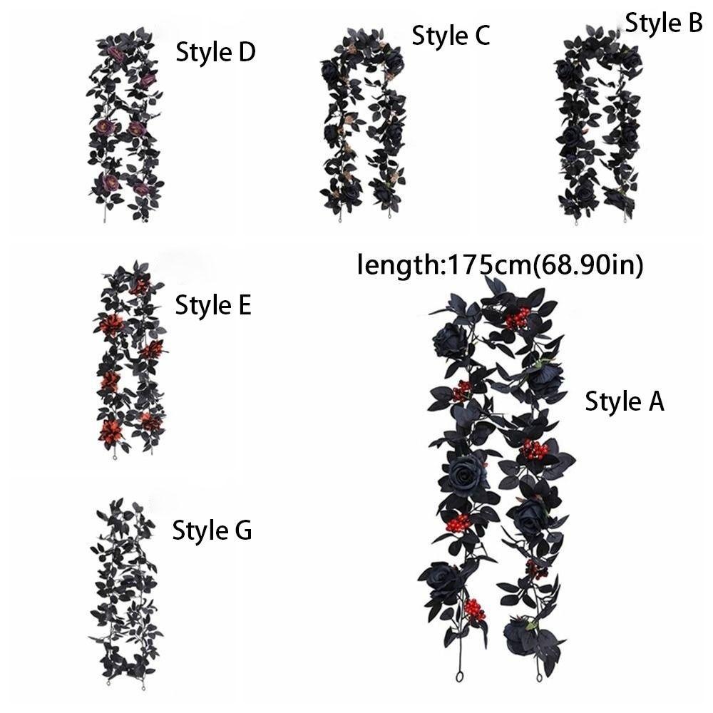 Environmental PPC Artificial Flowers Black Rose Leaves Long Strip Simulated Rattan Different Sizes Artificial Hanging Vines
