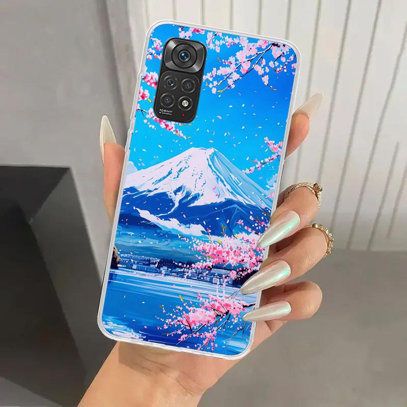 Japanese Cherry Mount Fuji Phone Case for Xiaomi Redmi Note 15 14 14S 13 12S 12 Pro 11S 11 Plus 11T 11E 10S Soft Funda Print She