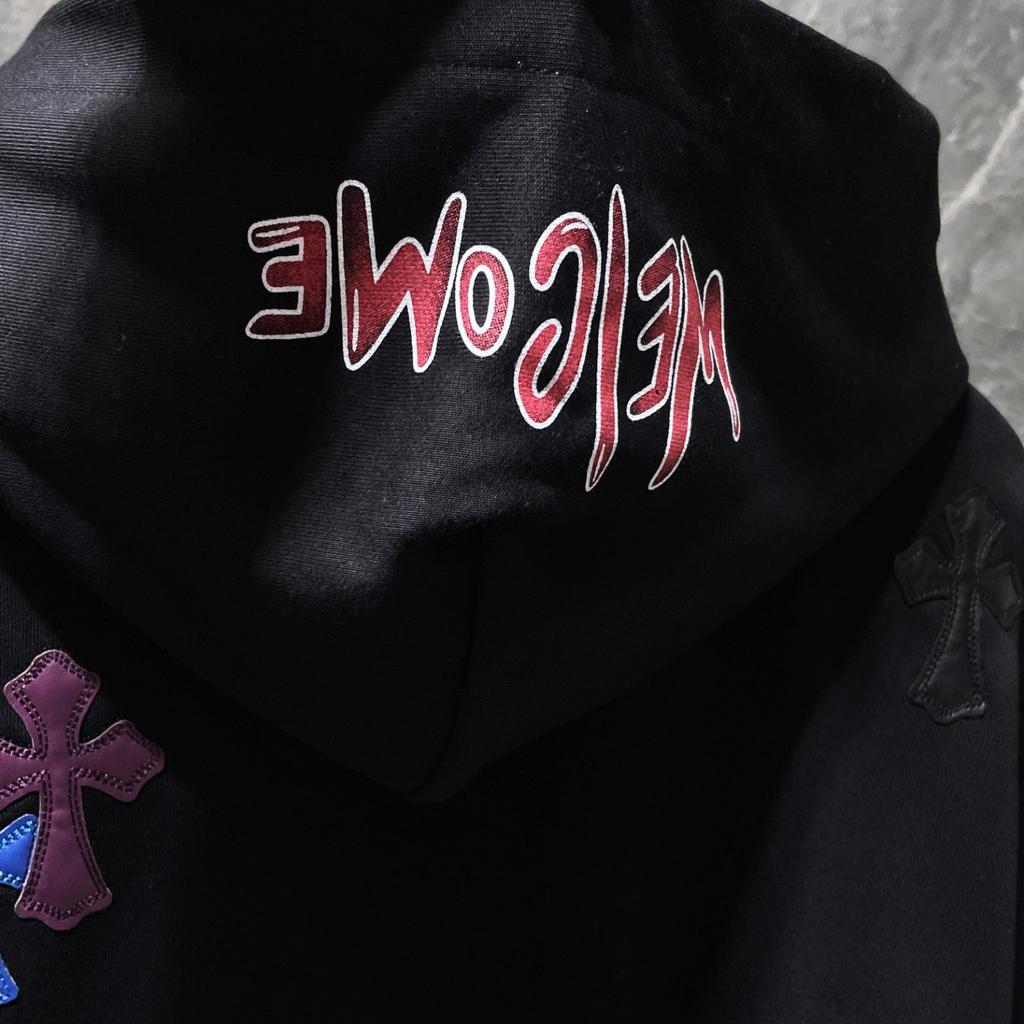 8653 CHROME HEARTS New Spring and Autumn Plus-size Thin Style Classic Style Logo Hooded Sweatshirt for Couples