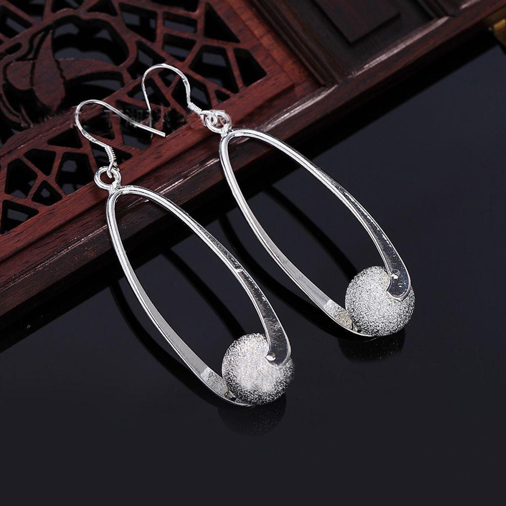 

1 Pair Earring Bead Dangle Fashion Beads Women Drop Sand Silver Earrings Jewelry