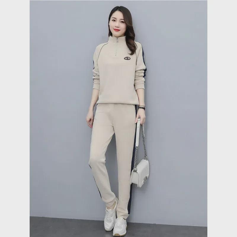 Costume sport pentru femei, europene și americane - Toamnă/Iarnă, Croială lejeră, Mărimi mari, Costume de alergare și de echipă la modă