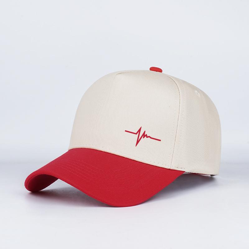 Heartbeat ECG Print Two Tone Baseball Cap Adjustable Unisex Cotton Casual Sun Hat
