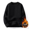 Men's Round Neck Fleece Sweater - Thickened, Solid Color, Casual Warm Winter Knitwear
