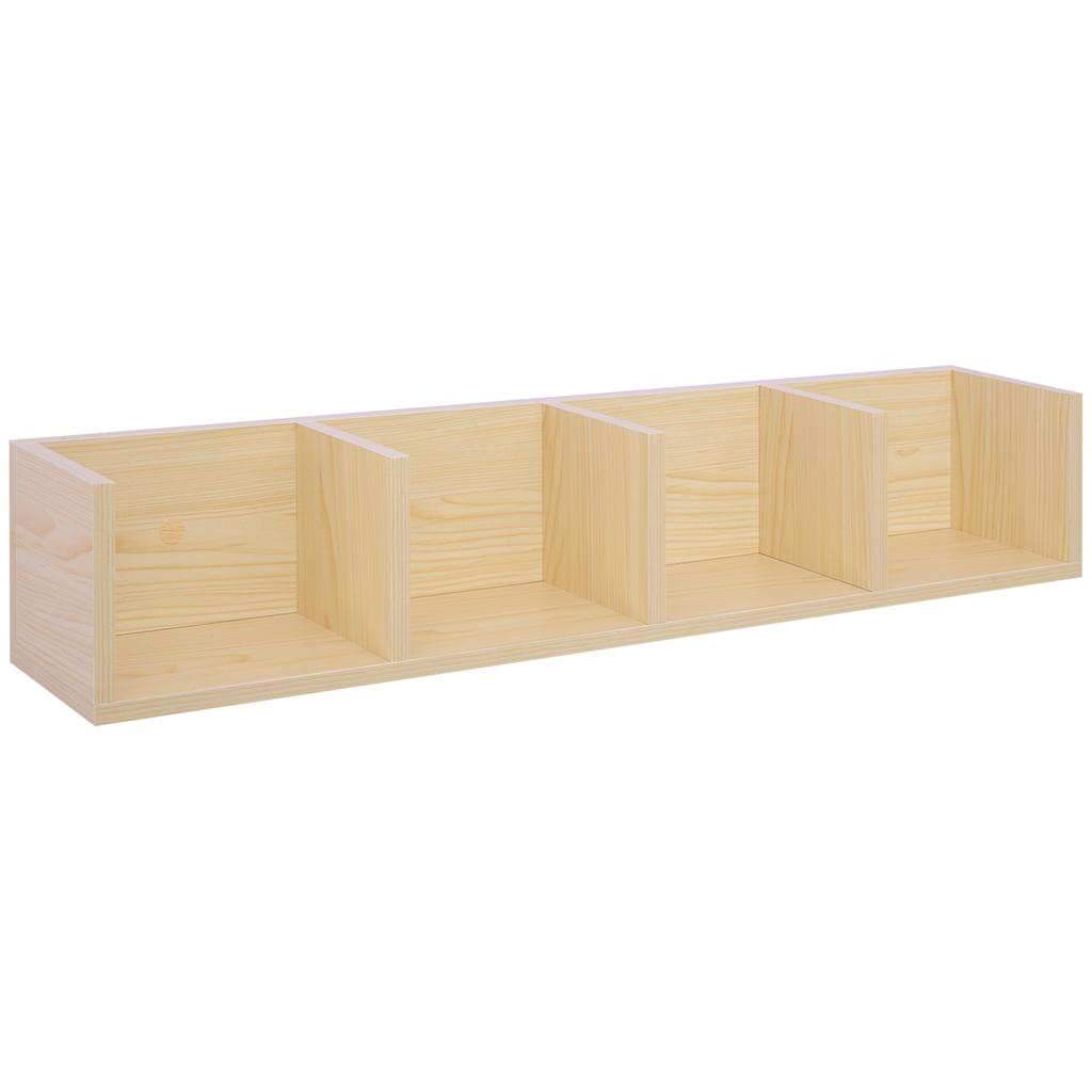 Wall Mount 84 CD / 56 DVD/Blu-ray/ Media Storage Rack 4 Cubes Wooden Shelf Organizer Unit Bookcase Display, Natural