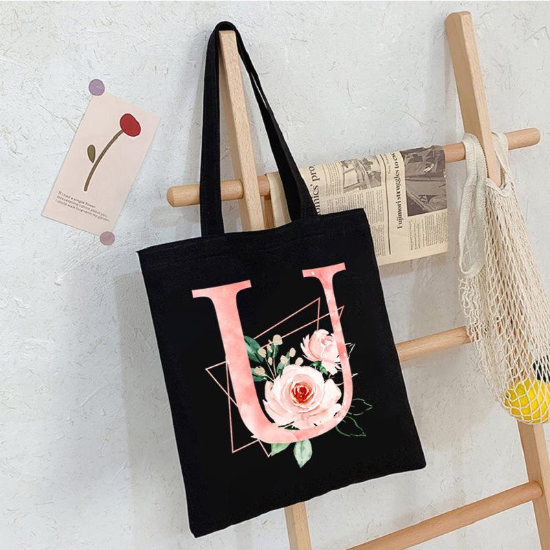 Alphabet Letter A-Z Printed Shoulder Bag Female Casual Student Crossbody Bag Large Capacity