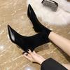 Internet celebrity thin boots women's 2025 autumn and winter new mid-heel short boots stiletto high heels pointed mid-tube elastic socks boots