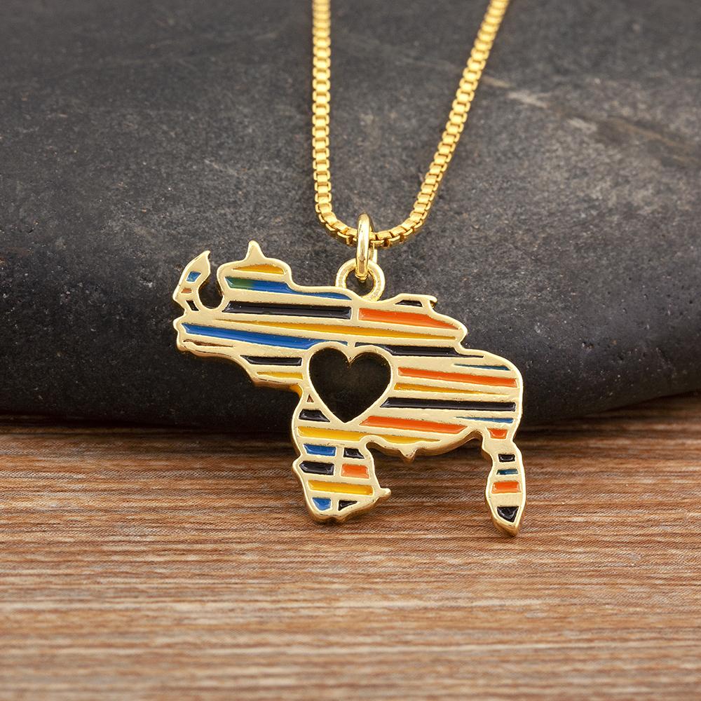 

Nidin New Popular 5 Styles Venezuela Map Zircon Fine Pendant Necklace For Women Men Fashion Jewelry Wholesale Party Gifts