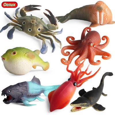 Oenux Meerestiere Weicher Tintenfisch Kugelfisch Krabbe Modell Actionfiguren Anti-Stress-Spielzeug Kindergeschenk Spaß Stressabbau