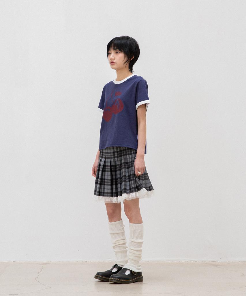 ISTKUNST Cherry Crop Ringer Tee_Navy(Ik2Fmft527A)