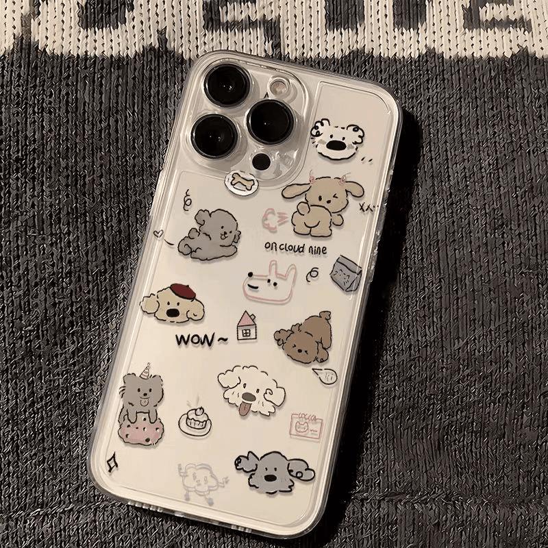 Puppy Party Phone Case for iPhone 12-16PROMAX: Full Coverage, Drop-Proof, Fun Soft Shell
