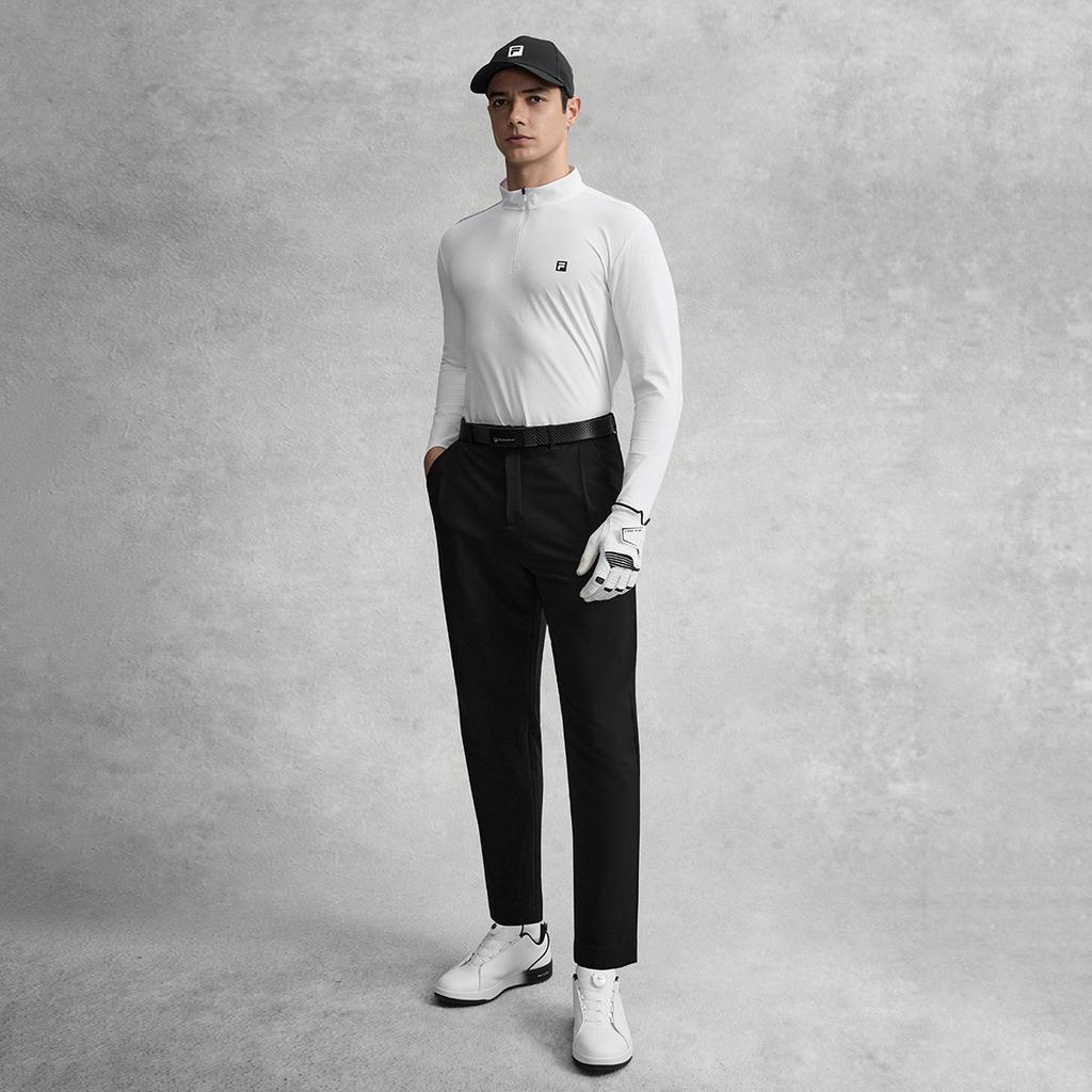 Fila Classic Minimalist Sports Training Golf Comfortable Versatile Long Sleeve T-Shirt Men Tops Jade-White A11M615204FWT