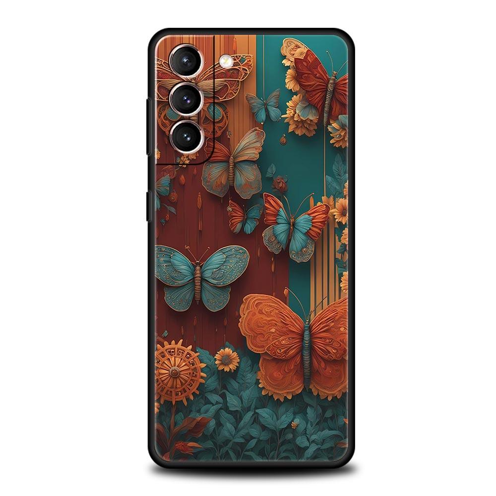 Fashionable Butterfly Flower Pattern Phone Case for Samsung Galaxy S26 S25 S24 S23 S22 S20 S21 FE Ultra S25 Edge Plus Soft TPU