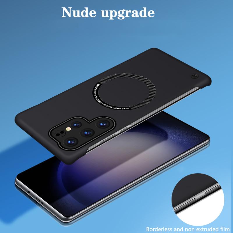 Bezrámový magnetický kryt pro Magsafe bezdrátové nabíjení pro Samsung S24 S23 S22 S21 S20 Plus Ultra FE S10 S9 Nárazuvzdorný PC kryt