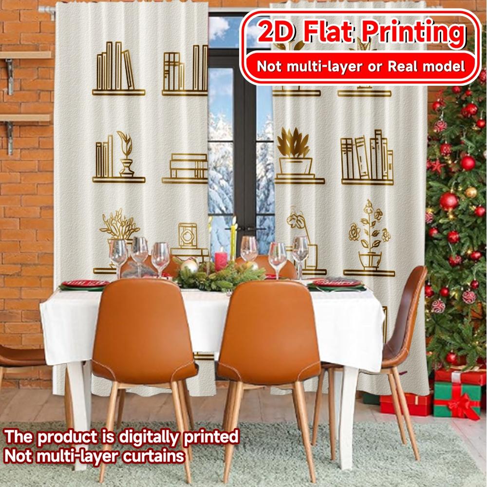 Set Of 2 Flat Printing Curated Shelf Popular Curtains Versatile Durable Polyester Outdoor Decorations Curtain