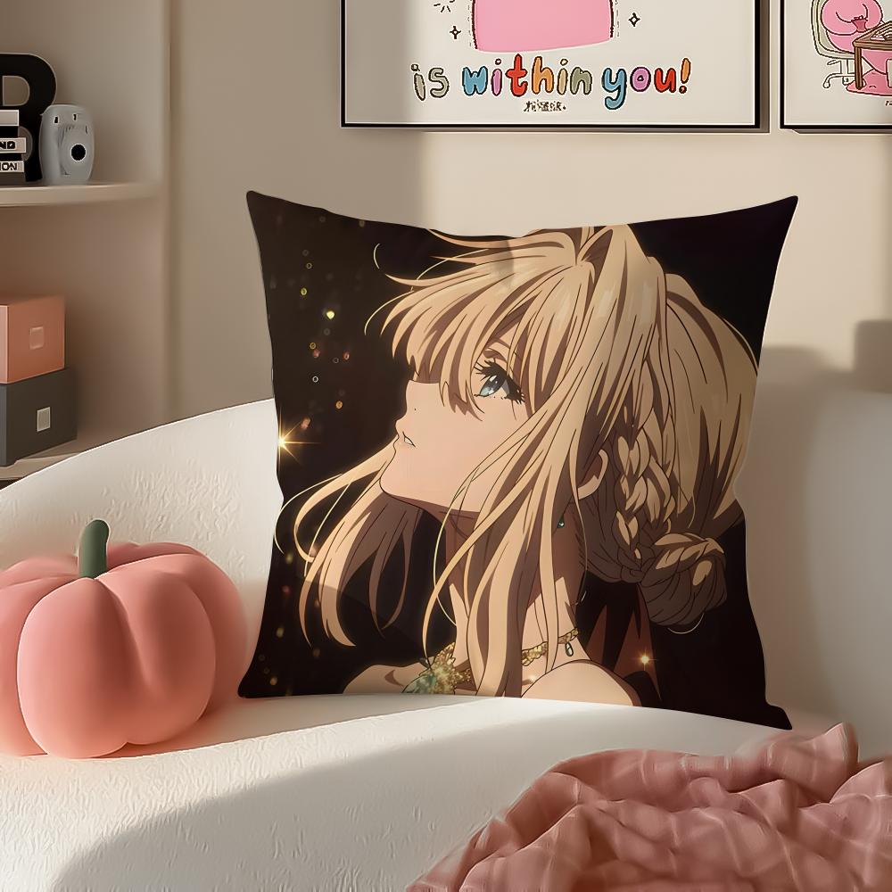 Anime poignant Violet EEvergarden Cushion Cover Pillowcase Short Plush Invisible zipper Room Sofa Cushion Cover