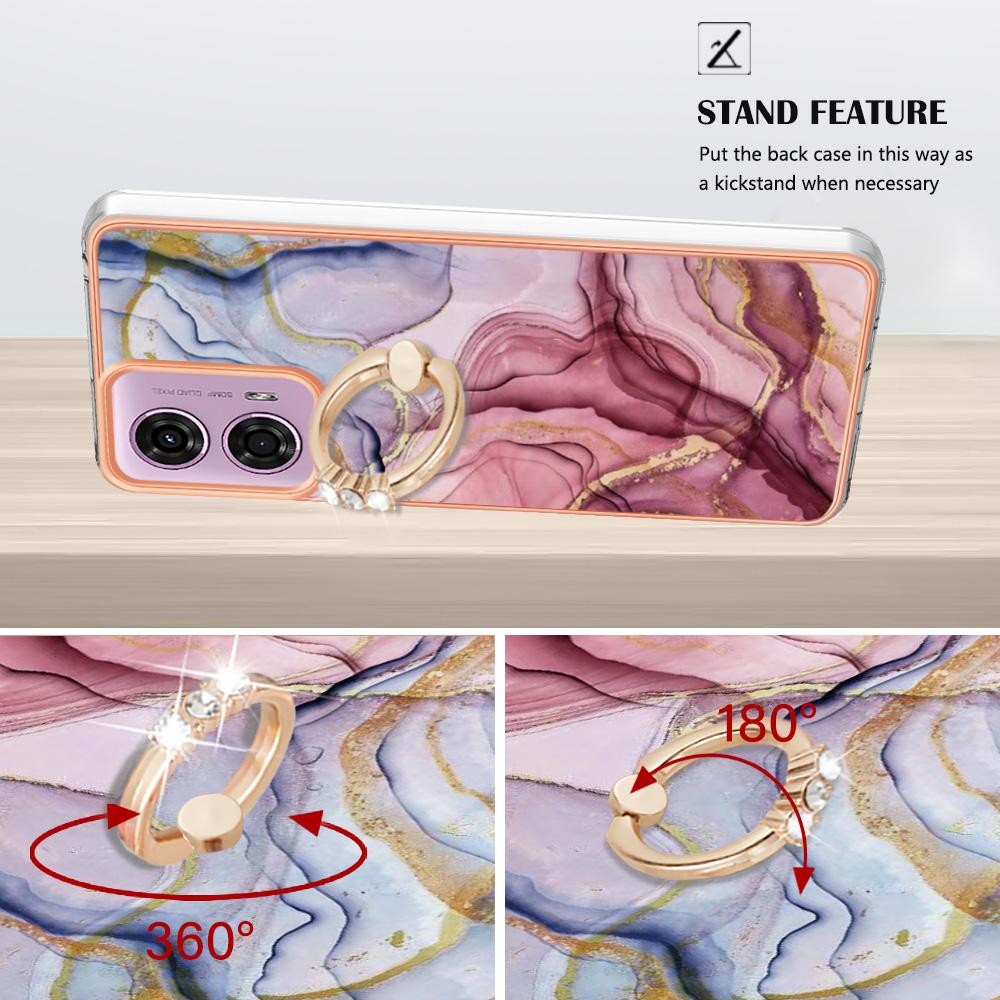 YB IMD Série-17 Styl-E Pro Motorola Moto E14 4G/G04 4G/G04s 4G/G24 4G TPU Kryt na telefon Prsten Stojánek Elektroplátovaný Pouzdro