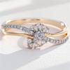 Cute Female White Zircon Stone Gold Color Wedding Jewelry Promise Engagement Flower Rings For Women