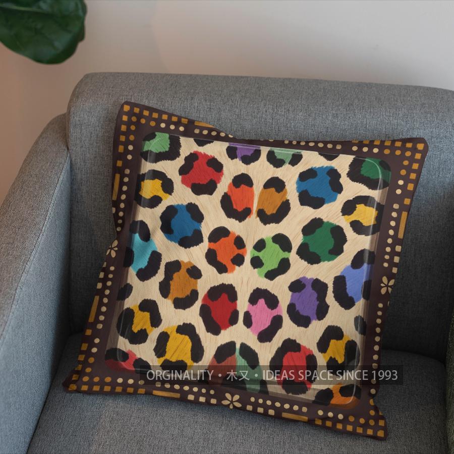 2D Colorful Leopard Pattern Decorative Pillow Cover Pattern Cushion Cover Suitable For Sofa Bedroom Car Pillow Cover