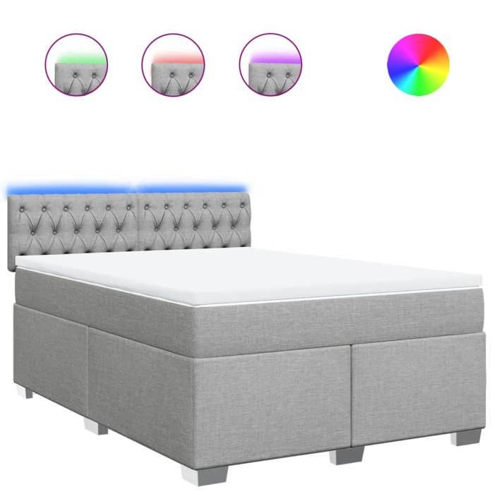 VidaXL Sommier à lattes de lit avec matelas Gris clair 140x190cm Tissu 3288190