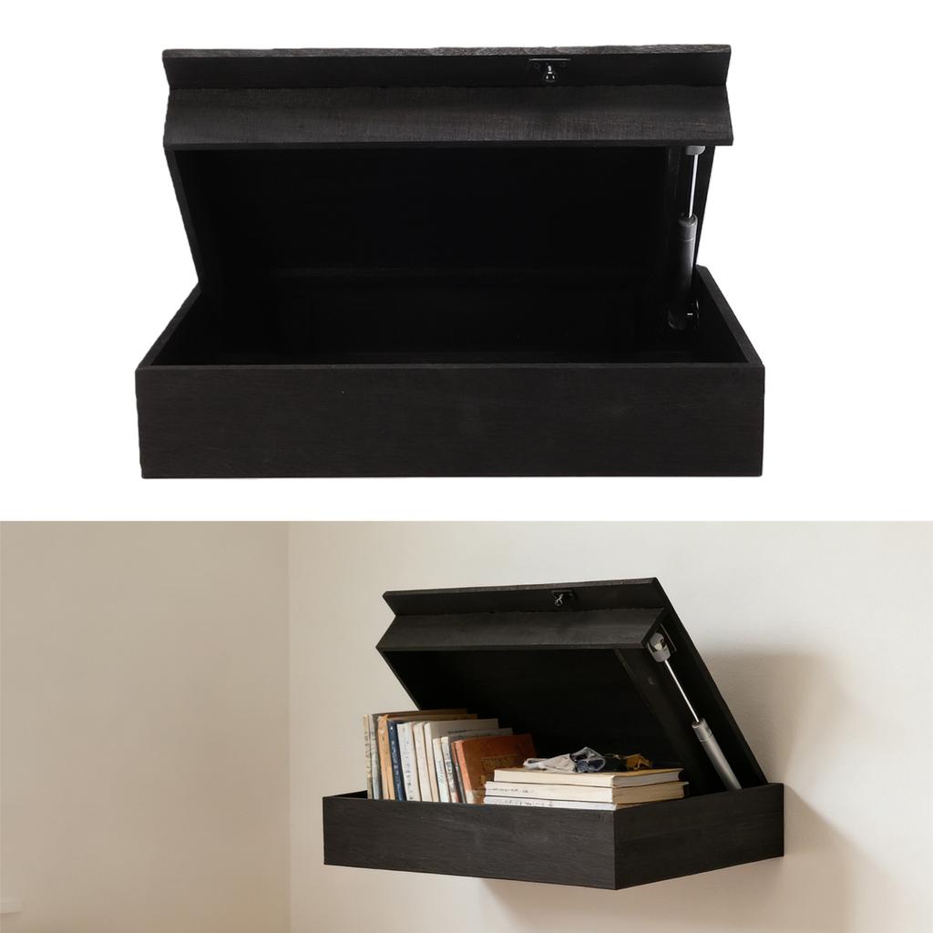 Zwevende plank met geheim compartiment Zwart Veelzijdig Houten Zwevend voor Decoratieve Items Parfums Verzamelingen