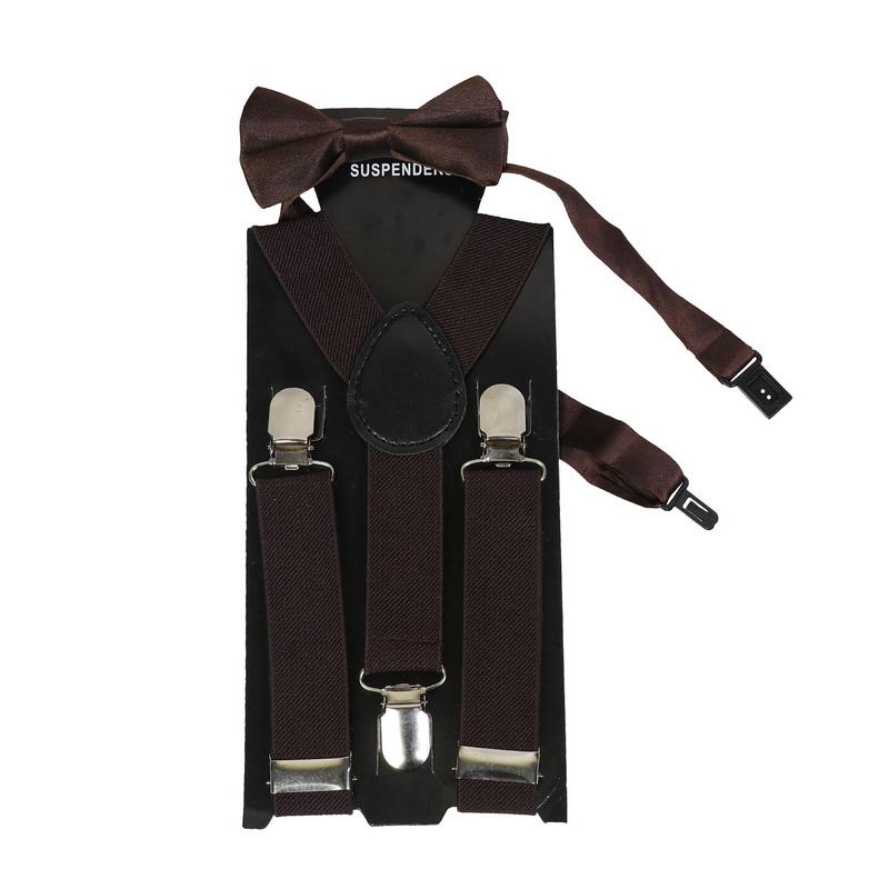 Kids Braces Bow Tie Set, 2.5cm Elastic Adjustable 60cm Y-Back Clip-on Suspenders, Formal Classic Pre-Tied Bowties for 1-9 Years Olds Boys Girls