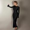 Rochie de damă, toamnă iarnă, culoare uni, cu gât rotund, evazată, cu mânecă lungă, cu acoperire subțire, cu fese