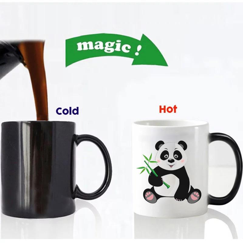 330ml 11oz hot heat color changing ceramic giant panda mug cup 301-400ml