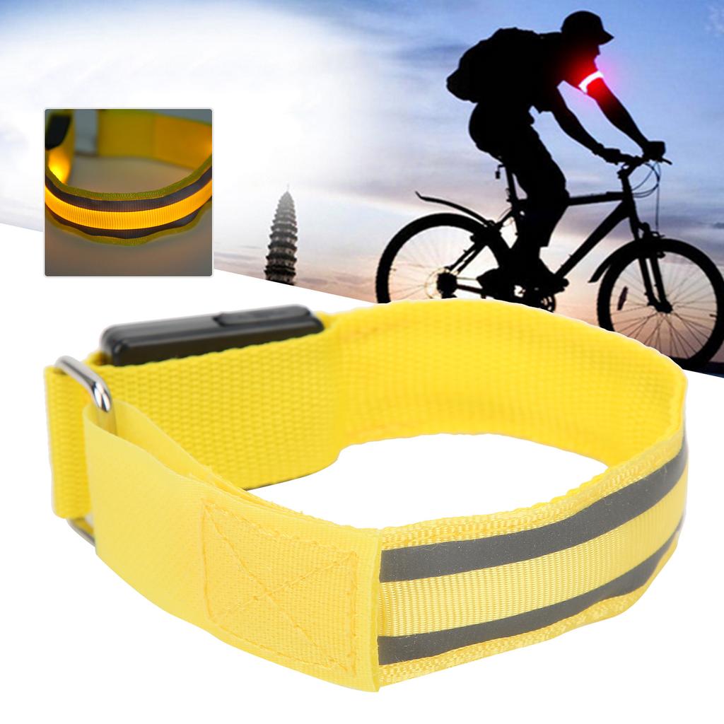 Reflective LED Light Armband Safety Belt with Double Luminous Strips USB Charging for Outdoor Night Running
