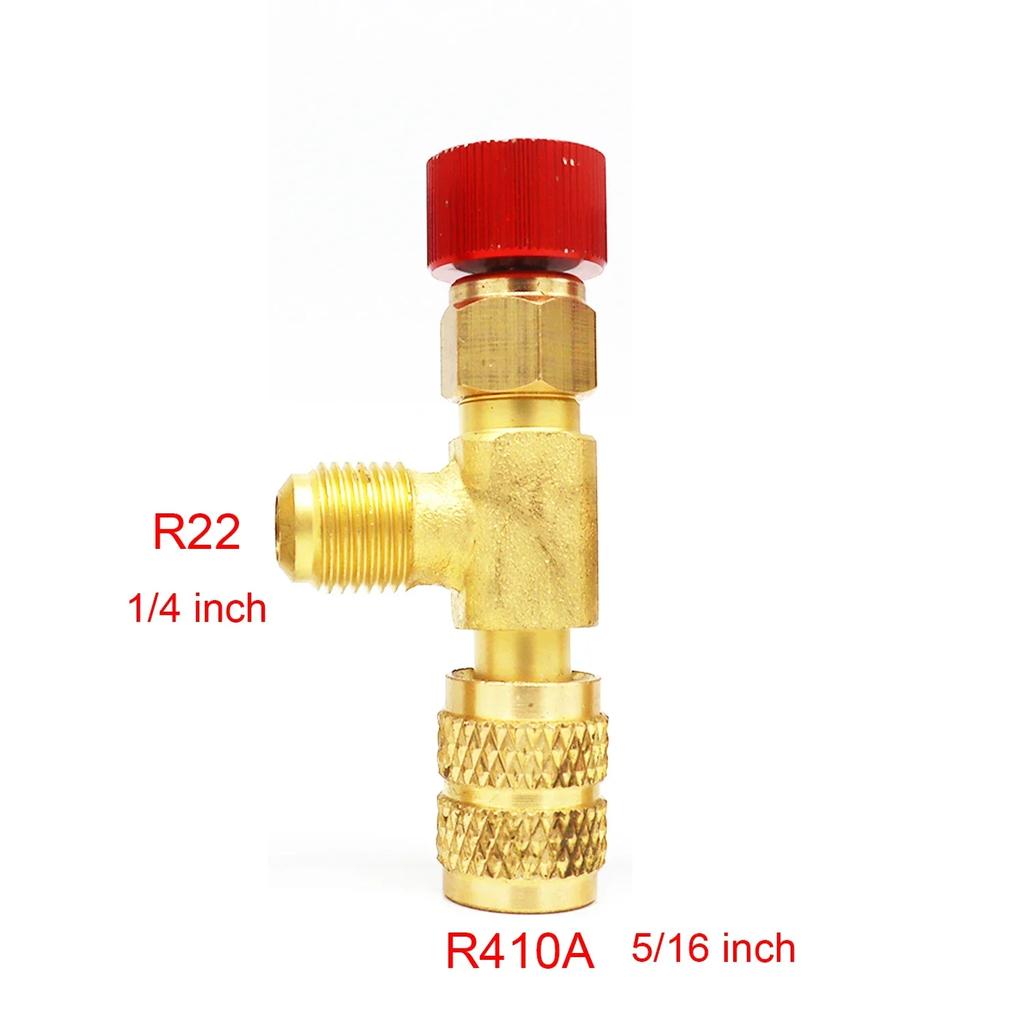 Copper R22 R410 Refrigerant Filling Valve, Freon Liquid Safety Valve for Air Conditioning, with Safety Protection Function