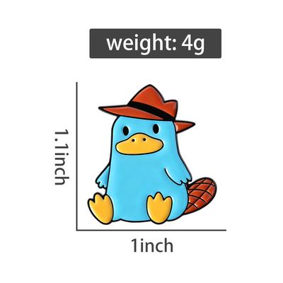 Cowboy Platypus Enamel Pins Cartoon Blue Duck Brooches Lapel Badges Funny TV Series Animal Jewelry Gift for Kids Friends