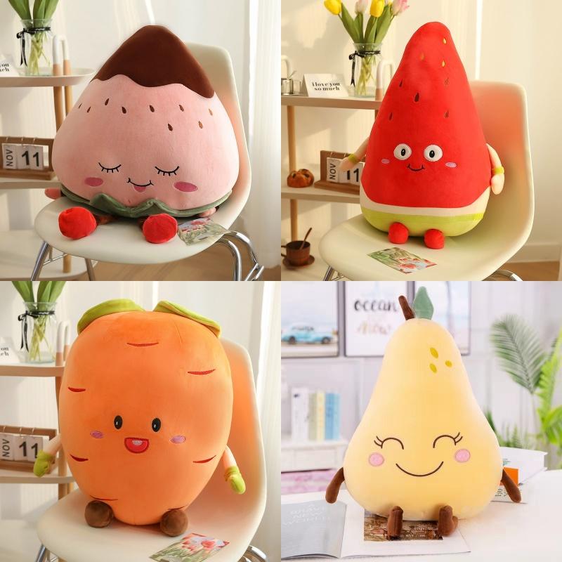 Cute Strawberry Watermelon Carrot Pear Plush Toy For Kids 25cm Height Gift