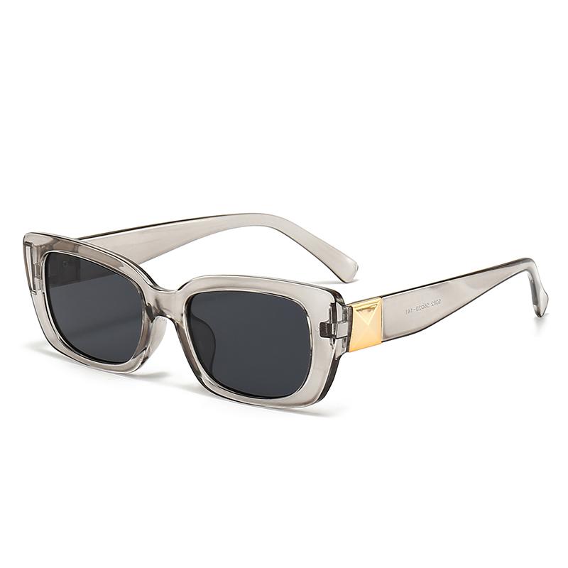 

New Style Square Fashion Sunglasses UV400 Protection Gold Logo Decoration Face-Slimming Commute Unisex Sunshades 5382 сірий