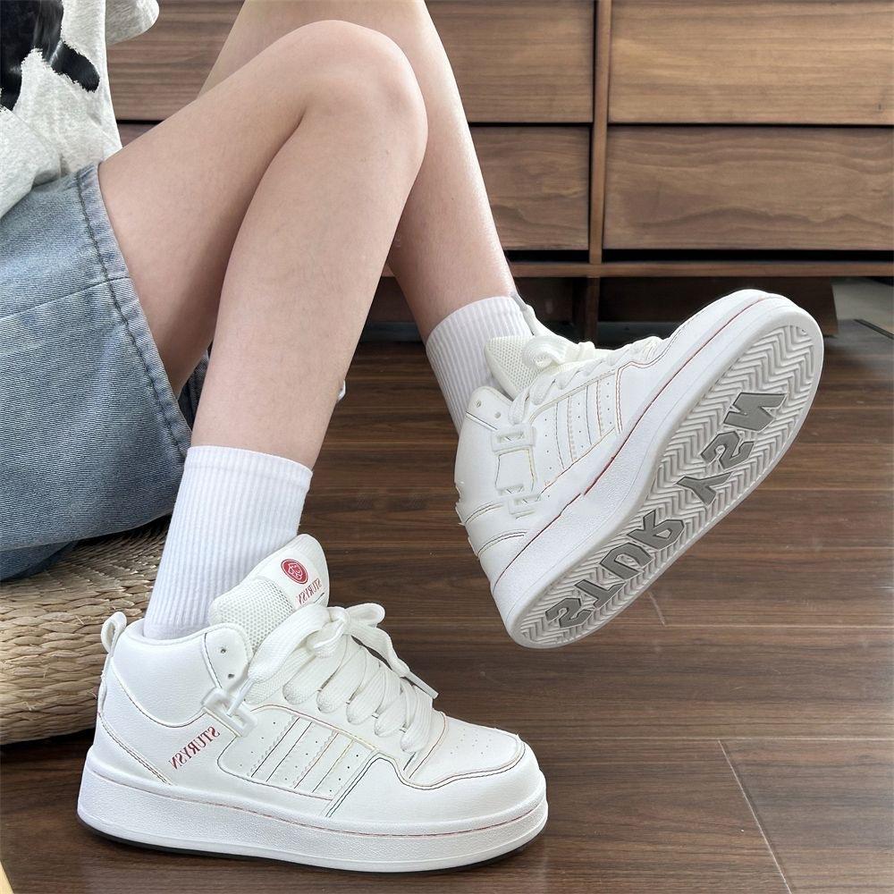 

2025 autumn cold-proof little white shoes Korean version of niche college style bread shoes women s ins versatile platform casual board shoes 35 белый