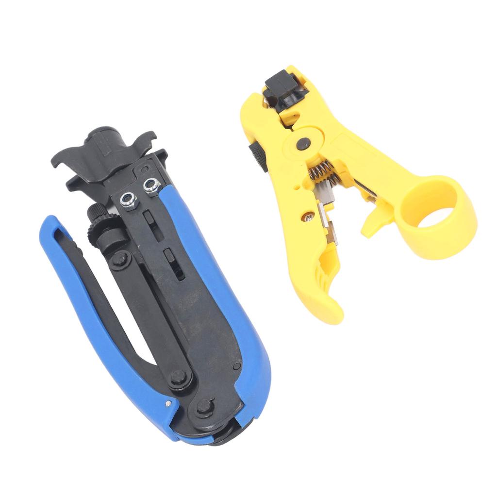 Coaxial Cable Crimping Pliers Combination Tool Adjustable Portable Coax Stripper Crimper Tool Kit