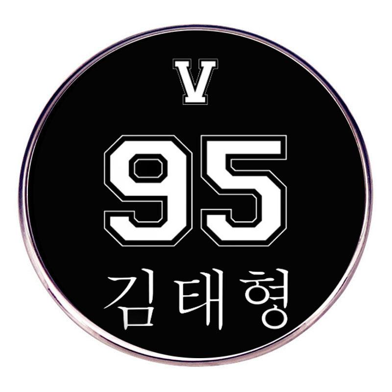 BTS V Kim Taehyung 95 Enamel Brooch, Bangtan Boys V Korean Name Pin Badge, Kpop ARMY Fans Backpack Accessory
