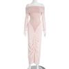 Elegant Ruched Patchwork One-Shoulder Maxi Dress - Winter Edition