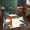 Christmas Igloo and Reindeer Area Mat - Washable Polyester, Lightweight, Suitable for Living Room, Kitchen, Dining Room, Office
